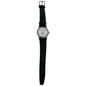 Seneca Niagara Casino Souvenir Watch American Flag Face Silver Case Blk Leather